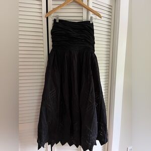 Anthropologie Black Strapless Ruched Gown for Cocktail